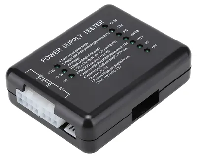 Zdjęcie produktu dla Czarny tester zasilaczy komputerowych 24-pinowy, kompatybilny z zasilaczami PSU/ATX/SATA/HDD, z lampką kontrolną