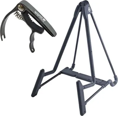 Image de K&M 17581 Heli Pied de guitare avec capodastre Schwarz