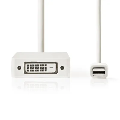 Produktbild von Nedis Mini Displayport-Kabel - DisplayPort 1.2 - Mini DisplayPort Stecker - DVI-D 24+1-Pin Buchse / HDMI Eingang / VGA Buchse - 21.6 Gbps - Vernickelt - 0.20 m - Rund - PVC - Weiss - Plastikbeutel