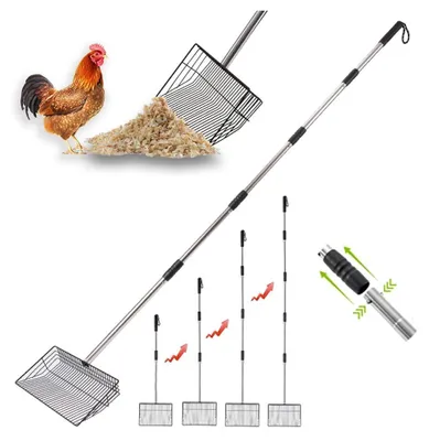 Imagen del producto de Rastrillo metálico ajustable para estiércol de gallinas
