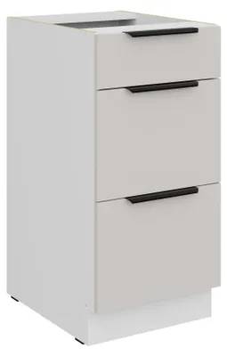 Produktbild von Küchen Unterschrank 40 cm COMO Kaschmir beige matt + Weiß matt Vollauszug Soft-Close Küche Küchenzeile Einbauküche Küchenblock