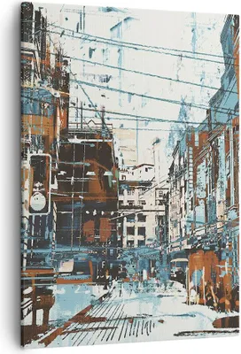 Produktbild von Bild auf Leinwand - Leinwandbild - Einteilig - Stadt Straße Haus - 50x70cm - Wand Bild - Wanddeko - Wandbilder - Leinwanddruck - Kunstdruck - Wanddekoration - Leinwand bilder - Wandbild - PA50x70-3806