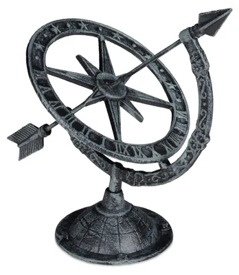 Gusseiserne Sonnenuhr, antik, grau, 27x26x18 cm