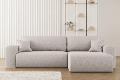 Produktbild von Ecksofa mit Schlaffunktion und Stauraum für Bettzeug, L-förmiges ,Capri Stoff Verita Rechts Ecru