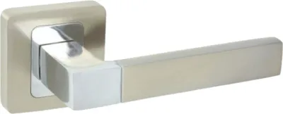 Produktbild von DOMINO Türgriff ohne Schlossrosette | quadratische Rosette | Türklinke für Zimmertür, Bürotür | Türbeschläge aus Aluminium | Chrom/Nickel |ERIS QR M6/M9