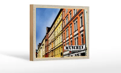 Produktbild von Holzschild Städte München Haidhausen Gebäude 18x12 cm Dekoration