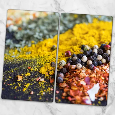 Produktbild von Glas-Herdabdeckplatten Glaskeramikkochfeld-Abdeckung Spritzschutz Glas 2x30x52 cm - Gewürze Gemüse Kräuter