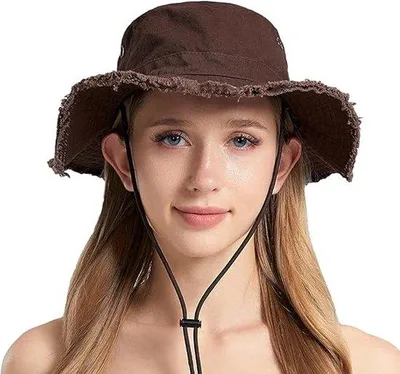 Immagine prodotto di Cappelli da sole unisex, cappelli a secchiello in cotone con tesa larga, protezione solare SPF 50+, cappelli da outdoor e da pesca (marroni).