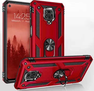 Produktbild von Armor Outdoor Handyhülle für Xiaomi Redmi Note 9 Pro Handy Panzer Case Cover Schutzhülle Farbe: Rot