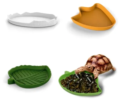 Produktbild von 3 Stück Blattförmige Futter- und Wasserschalen für Reptilien