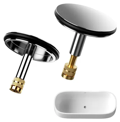 Produktbild von Badewannenstöpsel 43mm Universal Abflussstopfen mit Verstellbarer Hubstange aus Messing für Badewannen und Waschbecken