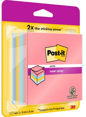Produktbild von Post-it® Super Sticky Haftnotizen Würfel Farbenmix 76x76mm 440 Blatt