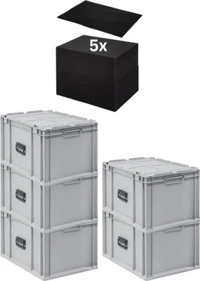 Produktbild von SparSet Eurobox 5x NextGen Portable mit Rasterschaumstoff & Schaumstoffeinlage  Germany | HxBxT 33,5x40x60cm | 65 Liter | Eurobehälter, Transportbox, Transportbehälter, Stapelbehälter