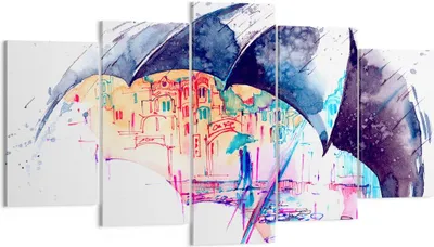 Produktbild von Bild auf Leinwand - Leinwandbild - Regenschirm Regen Regentropfen nass - 160x85cm - Wand Bild - Wanddeko - Leinwanddruck - Bilder - Kunstdruck - Leinwand bilder - Wandkunst - EA160x85-3063