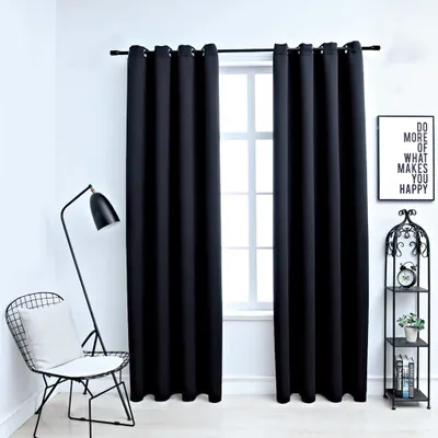 Immagine prodotto di Vidaxl Vorhang Blackout mit Metallringen 2 ST 140x175 cm Schwarz