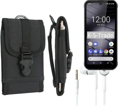 Produktbild von K-S-Trade Holster Schutz Hülle kompatibel mit Gigaset GX290 Gürteltasche Handy Hülle Tasche outdoor Seitentasche schwarz 1x + Kopfhörer