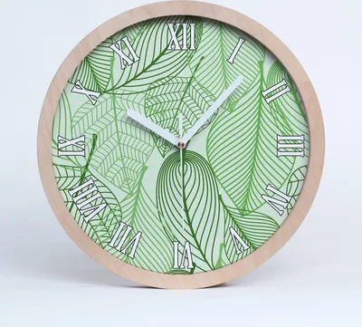 Produktbild von Holzuhr 20fi cm wanduhr - weiße Spitzen - Blätter-Muster