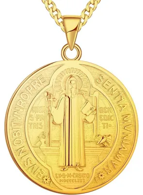 Image de Collier de Saint Benoît, en argent sterling 925, plaqué or 18 carats, longueur 60 cm