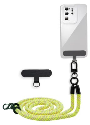 A phone case with a lanyard and a separate attachment piece, displayed on a white background.