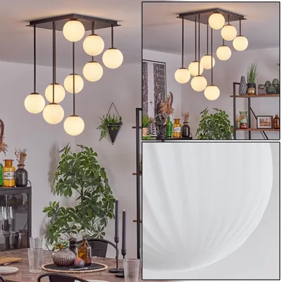 Produktbild von Isorella Deckenlampe aus Metall/Glas in Schwarz/Milchglas