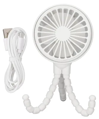 Obrázek produktu pro Mini přenosný ventilátor, 3 rychlosti, otočný o 360°, dobíjecí stolní ventilátor s ohebným stativem, vhodný do kanceláře, ložnice i na kempování, bílý