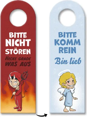 Produktbild von Bitte nicht stören - komm rein Türhänger mit Teufelchen und Engelchen