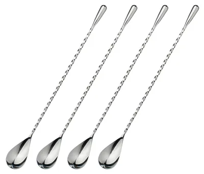 Immagine prodotto di Set di 4 cucchiaini per cocktail professionali, in acciaio inossidabile