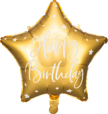 Zdjęcie produktu dla Balon foliowy w kształcie gwiazdki Happy Birthday 40cm złoty