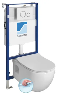 Zdjęcie produktu dla Zestaw WC, wiszący WC BRILLA bez rantu, ze spłuczką podtynkową, biały