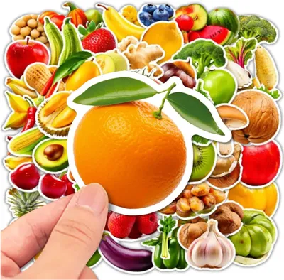 Obrázek produktu pro Sada samolepek s motivy ovoce a zeleniny, 50 kusů, DIY dekorace