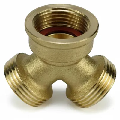 Produktbild von 2-Wege Verteiler Y-Stück Gabelstück Eckventiladapter allseitig 3/4' Messing