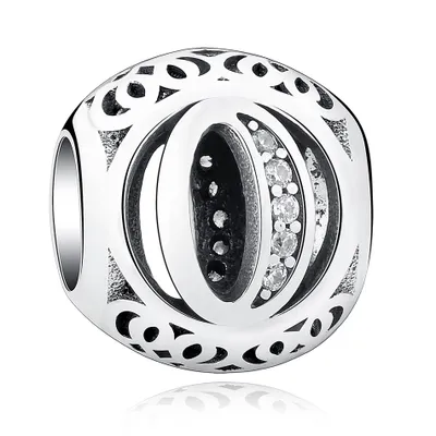 Produktbild von PANDACHARMS Kugel Buchstabe O Charm , 925er Sterling Silber, passt zu Pandora