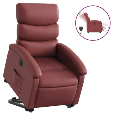 Imagen del producto de Sillón reclinable eléctrico con ayuda para levantarse, color burdeos, tapizado en cuero sintético, marca vidaXL