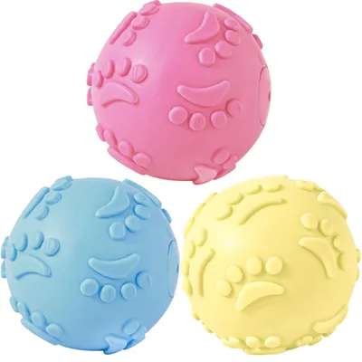 Produktbild von 3-teiliges Set Hundespielzeugbälle, Quietschbälle, Hundebälle, Kauspielzeug für Hunde, Quietschbälle für große und kleine Hunde, schwimmende Hundebälle