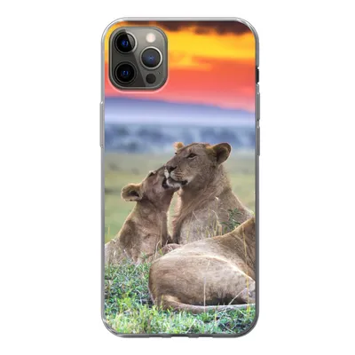 Produktbild von MuchoWow® Handyhülle Schutzhülle Hülle für iPhone 13 Pro Max Löwen bei Sonnenaufgang Silikon Softcase Handy Hülle - Mobiltelefon