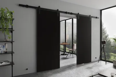Produktbild von KIER FURNITURE AURA DUO – Schiebetür Komplettset – 212x205x1,6 cm - Schwarz