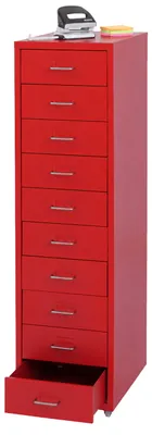 Obrázok produktu pre Kombinovaný úložný systém Boston T851, zásuvková skrinka z ocele, 110x28x41 cm, 10 zásuviek, farba: červená