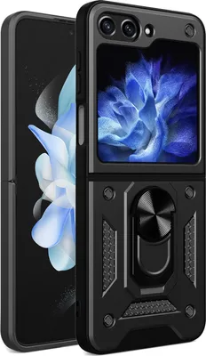 Produktbild von Hülle für Samsung Galaxy Z Flip 5 mit Ring Ständer Halter Dual Layer Rugged Schutzhülle Schwarz