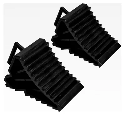 Produktbild von 2 Stück Unterlegkeile Set, Hemmschuhe Bremskeile für PKW, Anhänger, Wohnwagen, Wohnmobil (Schwarz)