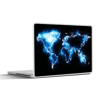 Produktbild von MuchoWow® Laptop Aufkleber Sticker Cover Weltkarte - Blau - Schwarz 25x18 cm - Laptop-Deko