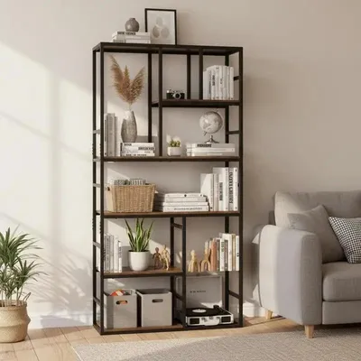 Immagine prodotto di Libreria a 5 ripiani - Scaffale aperto con struttura in metallo