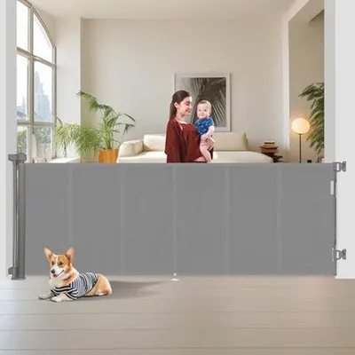 Productafbeelding van Intrekbaar extra breed babyhek en hondenhek voor binnen/buiten – 122 cm extra hoog