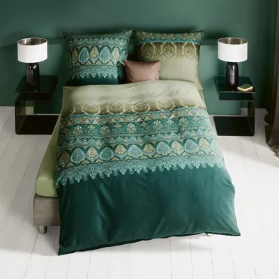 Produktbild von Kaeppel Mako-Satin Bettwäsche Opulence grün 155x220 cm + 80x80 cm