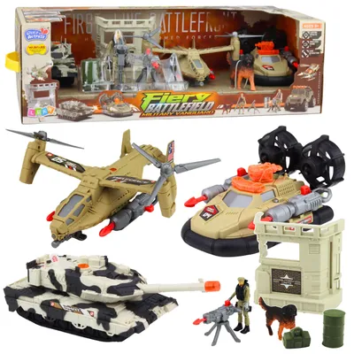 Productafbeelding van Militaire set: Legerhelikopter Tank Hovercraft Soldatenbasis