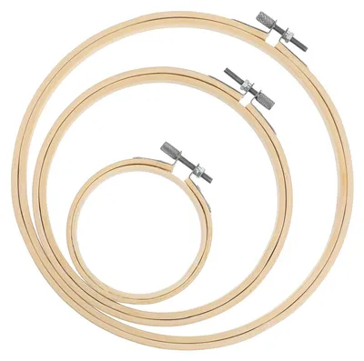 Stickrahmen-Set, 3 Stück, Bambus, 8/15/20 cm, verstellbar