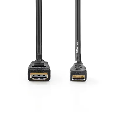 Produktbild von Nedis High Speed ​​HDMI  Kabel mit Ethernet - HDMI Stecker - HDMI Mini Stecker - 4K@30Hz - 10.2 Gbps - 3.00 m - Rund - PVC - Schwarz - Label