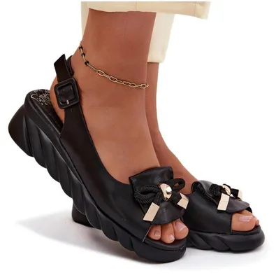 Produktbild von Leder Damen Plateau-Sandalen mit Verzierung Artiker 58C0055 Schwarz 38