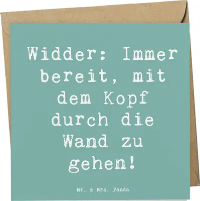 Produktbild von Mr. & Mrs. Panda Grußkarte Spruch Widder Power - Meeresbrise - Geschenk, mutig, Entschlossenheit, anlasskarte, Mut, Tierkreiszeichen, Glückwunschkarte, doppelkarte