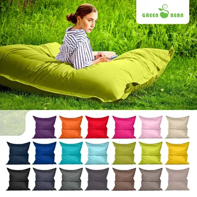 Produktbild von Green Bean® Indoor Sitzsack "Square" 120x160cm mit 270 Liter EPS Perlen Füllung - für Kinder & Erwachsene - Hellgrün