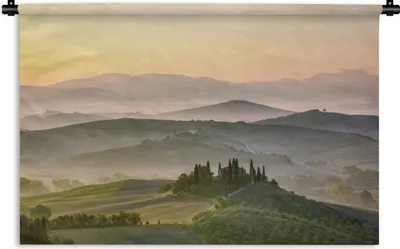 Produktbild von MuchoWow® Wandteppich Wandbehang Landschaft - Nebel - Toskana 150x100 cm Tapisserie Dekoration Wandtuch - Waschbar - Tapisserien - Wand-Decke